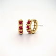 thumbnail image 2 of Round Blue Sapphire Hoop Earrings, Huggie Hoop Earrings, Ruby & Emerald Earrings For Her, 2 of 2