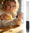 thumbnail image 1 of Stainless Cheese Grater & Ergonomic Soft Black Handle Silver Kitchen Tool For Cheese, 1 of 9