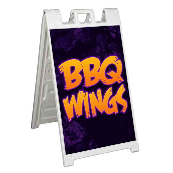 BBQ Wings (24" X 36") Standard A-Frame Signicade, Includes Decal Applied To Stand