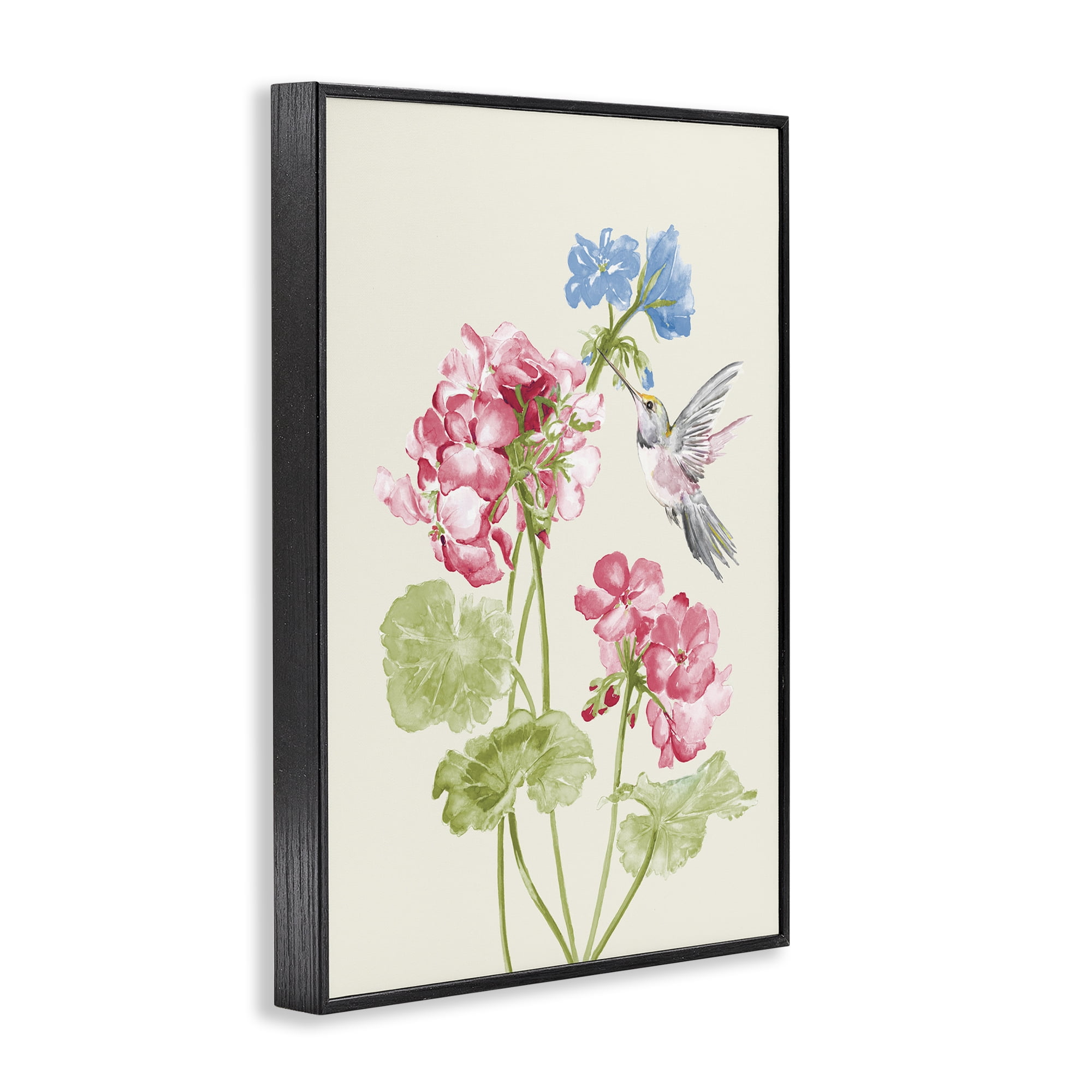 Stupell Industries Geraniums In Bloom Botanical & Floral Painting Black Framed Art Print Wall Art, 12 x 18