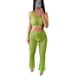thumbnail image 1 of VISgogo Conjunto de pantalones ahuecados para mujer, tops recortados con escote redondo de color sólido y pantalones con parte inferior de campana con cordón VISgogo moda, 1 of 8