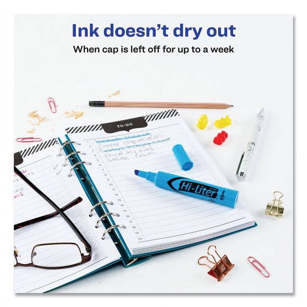 "Hi-Liter Desk-Style Highlighters, Fluorescent Blue Ink, Chisel Tip, Blue/black Barrel, Dozen | Bundle of 2 Dozen"