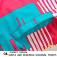 thumbnail image 2 of Xfvqtps Snowboard Jacket Ski Coat with Plush Lined Warm Waterproof Windproof Color Blocked Stripes Hooded Outdoor Jackets Hot Pink, 2 of 9
