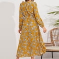 thumbnail image 4 of safuny Women's Plus Size Tea Length Evening Dress Floral Lace Splicing Solid Long Sleeve Autumn Dresses Trendy Crew Neck Winter Elegant Formal Cocktail Wedding Holiday Yellow M, 4 of 7