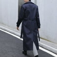 thumbnail image 5 of QHFBli Vintage Mens Trench Coat Classic Long Double Trench Coat with Shoulder and Waist Navy 7XL, 5 of 7