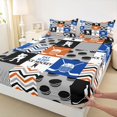 thumbnail image 3 of Homewish Ice Hockey Game Queen Sheet Sets,Ball Sport Lovers Flat Sheet,Geometric Waves Striped Lines Queen Fitted Sheet For Boys,Microfiber Bedroom Decor,4 Pieces, 3 of 7
