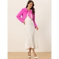 thumbnail image 2 of DARING DIVA Women's Faux Fur Shrug Bow Tie Front Fluffy Cropped Jacket L Hot Pink, 2 of 6