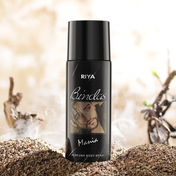 Riya Bindas Mania+ Black Rock+ Parfum Corporel Combo pour Hommes & Femmes Lot de 3X 150ml - 5.07 Fl.oz. Chacun / Déodorant pour Unisexe / avec Notes de Pomme, Bergamote & Lavande - Parfum Doux