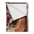 thumbnail image 2 of Geometric Soft Flannel Fleece Throw Blanket, Mosaic Owl Head in Linked Angled Triangle Forms Retro Style Funk Boho Design, Cozy Plush for Indoor and Outdoor Use, 50" x 60", Orange Brown, by Ambesonne, 2 of 5