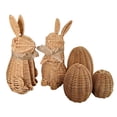 thumbnail image 2 of 5-Piece Hand-Woven Easter Bunny & Egg Decor Set, Faux Rattan Tabletop Figurines, Rustic Spring Centerpiece for Easter Party & Home Display, 2 of 9