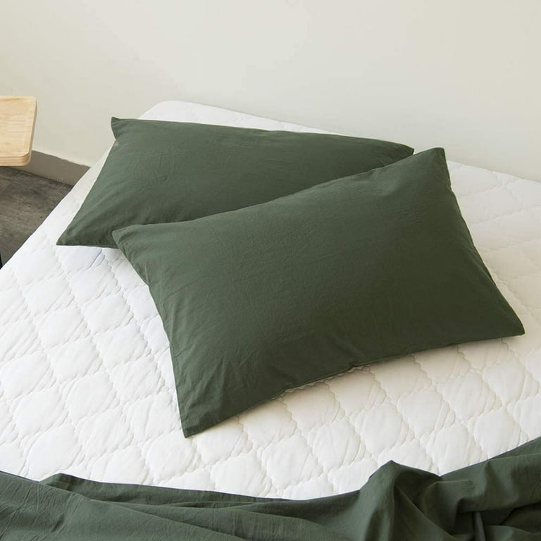 Dark Green Duvet Cover Soft Washed Cotton Bedding Collection for Adults Queen  Bed Quilt Cover Solid Color Simple Bedroom Set Breathable and Comfortable 