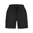 thumbnail image 5 of Cagogo Womens Elastic Waist Flowy Shorts Casual Loose Boho Beach Vacation Shorts Solid Summer Travel Denim Style Lounge Pants for Women, Black 2XL, 5 of 5