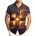 thumbnail image 2 of Yaoyar Mens Hawaiian Christian Shirts Cross Jesus Lapel Button Down Short Sleeve Beach Shirt Summer Tops Vacation Casual Fashion, 2 of 6