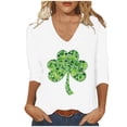thumbnail image 2 of St Patrick's Day Top Women, 3/4 Sleeve T Shirt, V Neck Blouses Women's Fashion St. Patrick's Day Printed Tops V-Neck Casual 3/4 Sleeved Long Sleeved Tops Blouse, 2 of 4