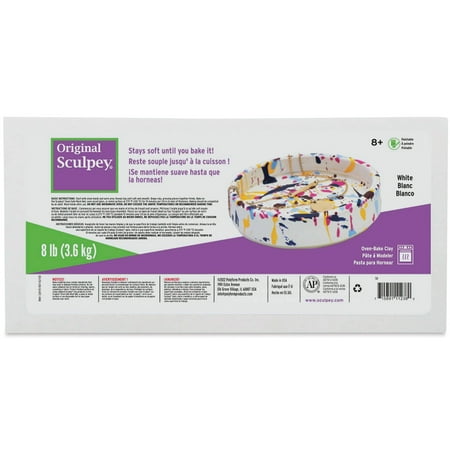 Sculpey: Original Sculpey Clay: White - 8 lb - Polymer Oven Bake Clay, Non-Toxic, Sculpting, Bake-Sand-Drill-Paint, Adults Kids, Art & Craft Supplies