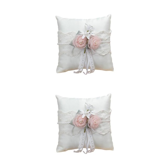 Billuyoard Elegante almohada de anillo nupcial para celebración de cumpleaños, ajuste de anillo, decoración de tela, portador de boda Type3 NO3