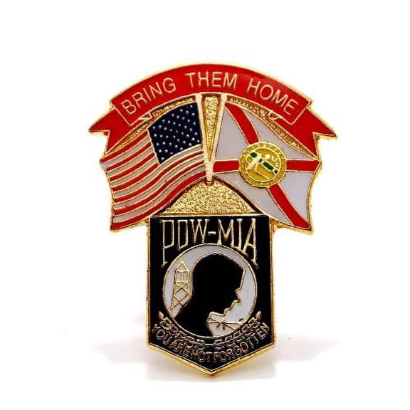 Wholesale Lot of 12 POW MIA Shield USA and Florida Flags Military Hat Lapel Pin Tg13