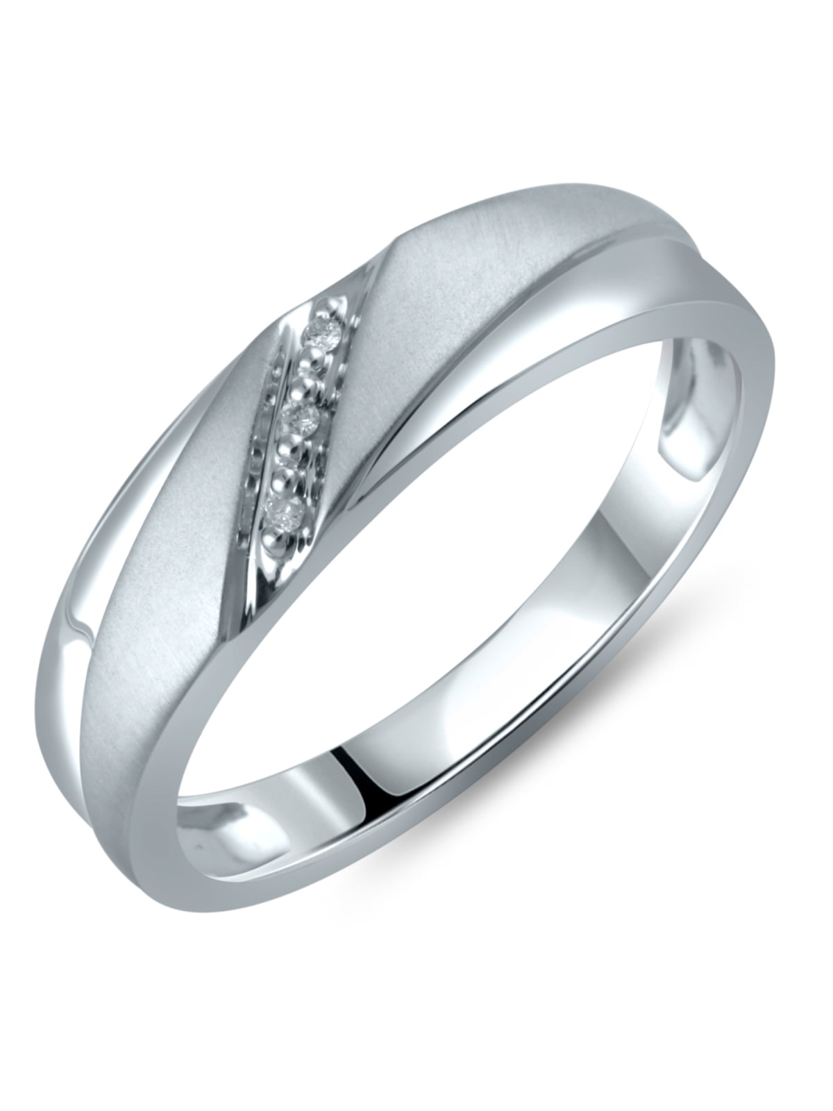 10K White Gold Genuine Diamond Accent Men's Ring - Walmart.com