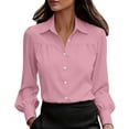 thumbnail image 2 of ClodeEU Women Classic Lapel Collar Long Sleeve Button Down Shirt,Casual Slim Fit Office Formal Blouse Pink,Women's Plus S, 2 of 7