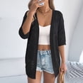 thumbnail image 6 of gbyLJF Women's Summer Crochet Lightweight Short Sleeve Open Front Sweater Tops Beach Vacation Hollowed-out Cardigan, 6 of 8