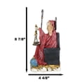 thumbnail image 3 of Seated Red Santa Muerte With Scythe Scales of Justice And Wise Owl Figurine 9"H, 3 of 10