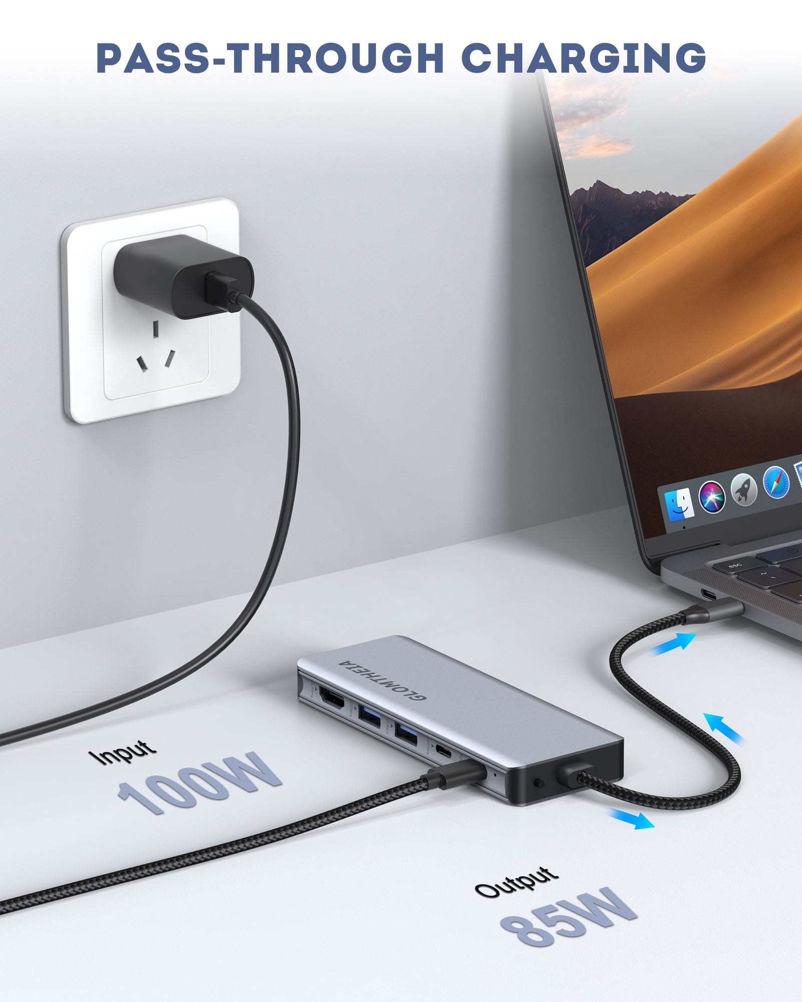 USB C Hub for MacBook Air/Pro Mac mini Laptop, Multiport Adapter Dongle Dock Docking Station with M.2 NVMe SSD Enclosure, 4K60Hz HDMI, USB 3.2 Gen 2, 100W Pass-Through Charging