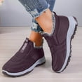 thumbnail image 2 of Casual Snow Boots for Women Fashion Stitching Slip on Furry Lined Winter Outdoor Nonslip Walking Ankle Booties Purple 8, 2 of 6