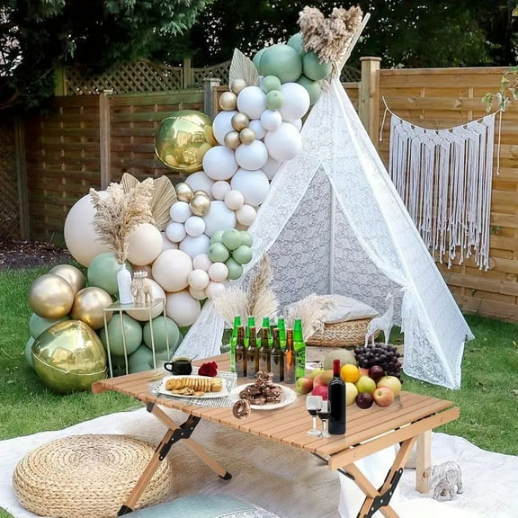 Boho Chic Portable Wooden Folding Table with Carrying Bag – Lightweight, Durable, and Waterproof for Picnics, Camping, Beach, BBQs, Parties, and Outdoor Gatherings