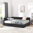thumbnail image 6 of Harper & Bright Designs Full Size Upholstered Daybed Frame with Drawers, Velvet L Shaped Corner Bed with Backrest and Armrests for Bedroom Living Room, Black, 6 of 15