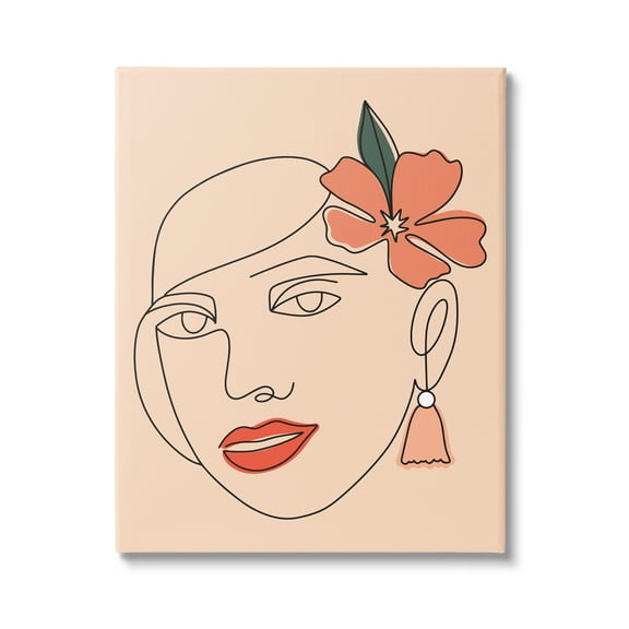 Stupell Industries Abstract Line Doodle Woman Lipstick Flower Blossom Graphic Art Gallery Wrapped Canvas Print Wall Art, Design by Hey Bre! Creative Studio