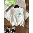 thumbnail image 1 of Women's Eat Pasta Run Fasta Graphic Print T-Shirt - 100% Cotton Casual Short Sleeve Crew Neck Top, Breathable & Machine Washable, White with Green Pasta Design for Summer & Spring, Everyday C, 1 of 5