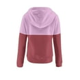 thumbnail image 6 of Fanxing Womens Color Block Hoodies Button Collar Drawstring Hooded Pullover Sweatshirt Casual Long Sleeve Sweater Tops Hot Pink M, 6 of 6