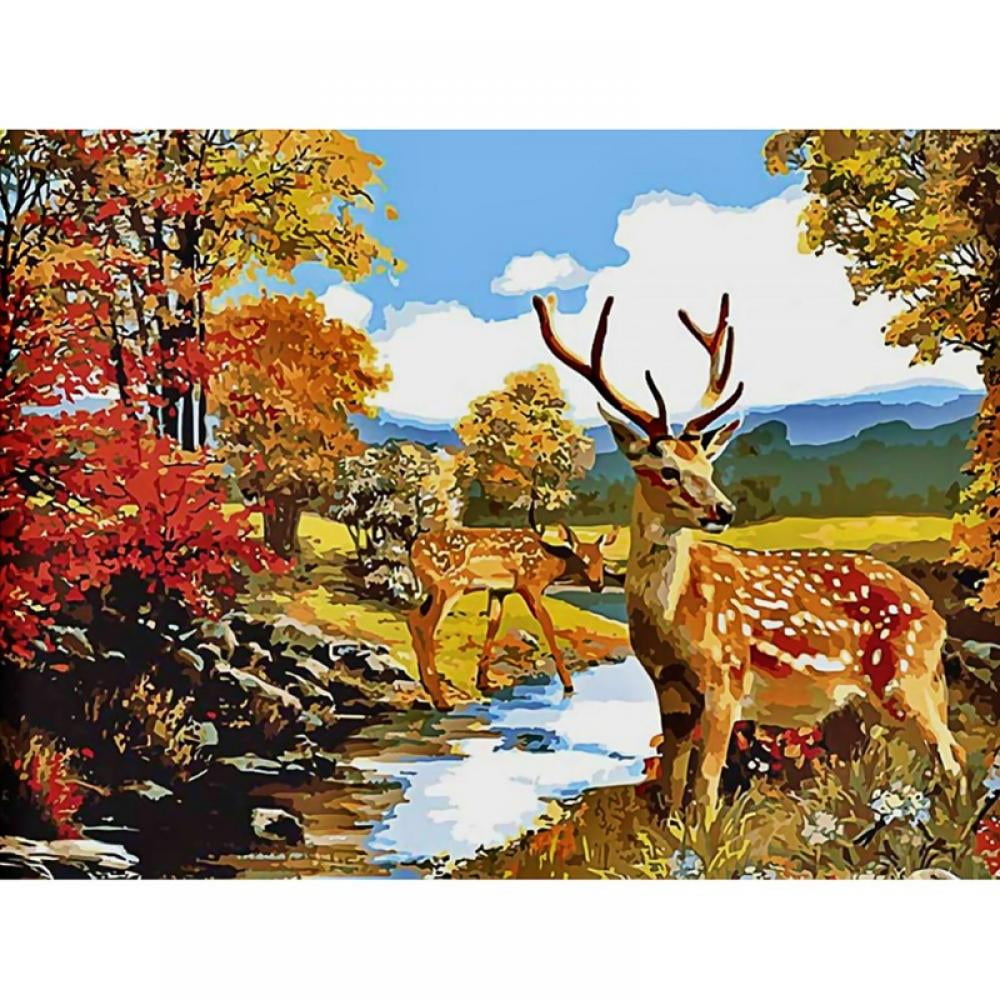 Digital Oil Painting Kits Deer Paint by Numbers for Adults Children Kids Birthday Wedding New Accom Modation Christmas Decorations Gifts 