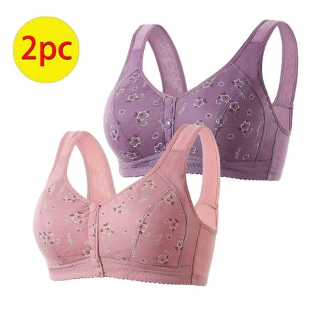 Itsame 2 Pack Everyday Casual Bra Set Womens Full Support Bra Standard Straps Comfortable Breathable Wireless Comfort Bralette Hot Pink Size 3XL