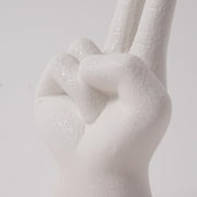 Mainstay Home Decor Collection Peace Hand Sign White Ceramic Bohemian Figurine Decor - 6.5 x 2.5 x 2.75