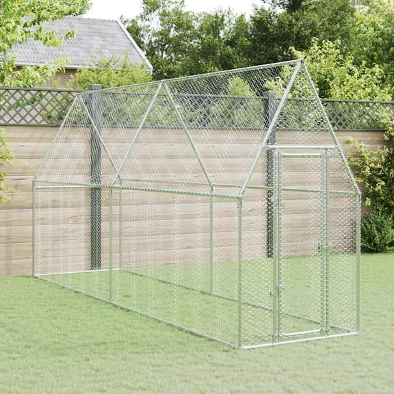 vidaXL Chicken Cage Silver Galvanized steel 157.5 x 39.4 x 74.8 in