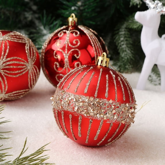 PALIFEUR Christmas Ball Ornaments - 3.15" Shatterproof Christmas Ball Ornaments, Hanging Christmas Tree Ornaments Set for Party Xmas Tree Decorations, 6pcs Red Holiday Party Gifts Balls