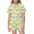 thumbnail image 1 of Rhuody Tenues pour Filles 2-3 Ans Ensembles de Pyjamas 2 Pcs pour Enfants Imprimé Graphique Chemise à Manches Courtes à Boutons Shorts Ensemble de Pyjama Rétro Combinaison Jaune, 1 of 3