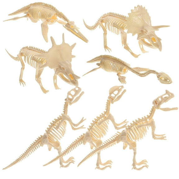 HONMEET Dinosaur Skeletons For Kids 7Pcs Khaki Plastic DIY Assembly Home Decoration