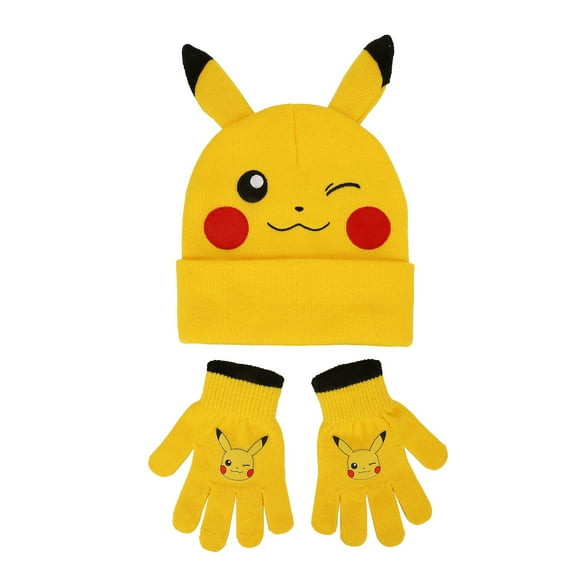 Pokemon Pikachu Youth 2-Piece Knit Beanie & Gloves Set