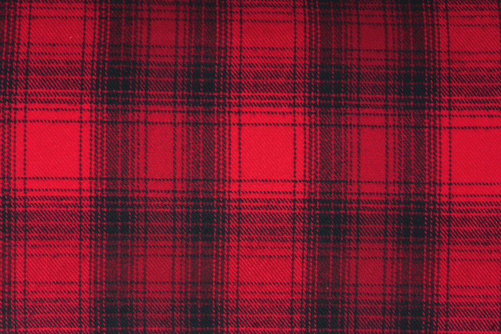 100% Cotton Flannel 45" Plaids Fabric Buffalo Check Red&Black, per Yard