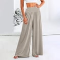 thumbnail image 2 of Women's High Waisted Flowy Palazzo Pants with Pockets, Knit Fabric, Wide Leg, Multiple Color Options, 2 of 4