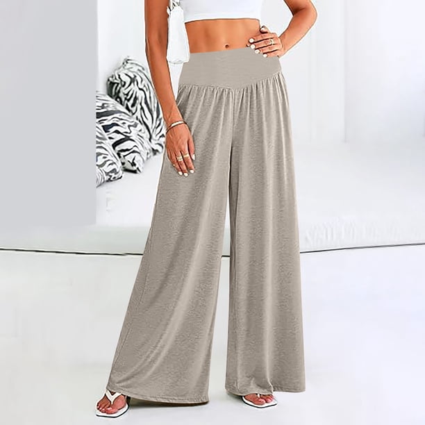 WILLBEST Pantalones Casuales elegantes para Mujer, Estilo Palazzo Fluido de Cintura Alta con Bolsillos para Mayor Comodidad y Versatilidad. Mediana