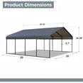 thumbnail image 5 of 20x20FT Heavy Duty Metal Carport Rust Resistant Wind Resistant Corrosion Resistant UV Protected Portable Shelter for Cars SUVs Trucks RVs Boats All Weather Protection and Sunshade, 5 of 6