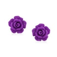 thumbnail image 3 of Bling Jewelry Womens Romantic Delicate Floral 3D Carved Lavender Purple Flower Stud Earrings Rhodium Plated, 3 of 7