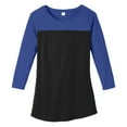 thumbnail image 6 of Mafoose Womens Juniors Rally 3/4-Sleeve Cotton T-Shirt Deep Royal/ Black x-Small, 6 of 6