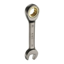 Stubby Ratcheting Wrench 12mm Metric Box and Open End Cr-Mo Steel 12-Point 72-Teeth Geared Combination Wrench Spanner for Home Auto Repair Machine Maintenance