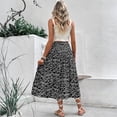 thumbnail image 5 of LWavelet Women Ditsy Floral Print Smocked Midi Skirt High Waist Side Split A Line Skirt Black M, 5 of 8
