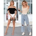 thumbnail image 4 of YOUI-GIFTS Womens Square Neck Ruffle Strap Ribbed Sleeveless Tank Tops Long Sleeve Bodysuits, 4 of 5