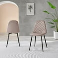 thumbnail image 2 of 2x Corona Black Leg Cappuccino Beige Faux Leather Dining Chair, 2 of 6
